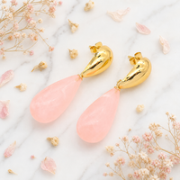 Boucles d'oreilles pendantes en résine naturelle, acier inoxydable, broche en or 18 carats, résistantes à l'eau, hypoallergéniques, élégantes pour femme, accessoire de fête