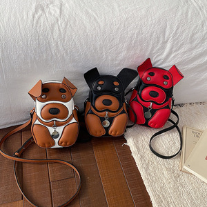 Venta al por mayor de fábrica: Bolso mini bandolera de PU con diseño de perro de dibujos animados en 3D, estilo moderno, para viajes, uso diario, campus y teléfono. - Product Image 5