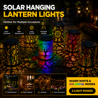 Lampu Gantung Proyeksi Surya BSCI Motif Kupu-kupu Bunga Warna-warni Dekorasi Tahan Air Luar Ruangan untuk Teras, Halaman, dan Lanskap
