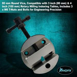 Tornillo de Banco Surtido de 80 mm, Redondo, de Hierro Fundido, Manual, para Mesa de Indexación de Fresado Rotatorio - Product Image 3