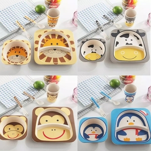 Plato de comedor de fibra de bambú con dibujos animados, tazón de arroz, respetuoso con el medio ambiente, 5 uds. - Product Image 6