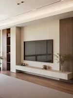 Mueble de TV Moderno y Elegante de Madera Maciza, Gran Capacidad de Almacenamiento, Duradero, Ecológico, Ahorra Espacio, para Sala de Estar, Bar en Casa, Comedor