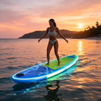 Planche à pagaie gonflable LED lumineuse pour activités de plein air, avec technologie PVC Drop Stitch, idéale pour les lacs et l'océan