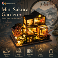 Kit de maison miniature Hamaileon avec pavillon à thé, mini jardin de cerisiers, villa japonaise, puzzle en bois 3D, décoration d'étagère