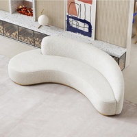 Luxuriöses Modernes Hotel-Wohnzimmermöbel Italienischer Edelstahlrahmen Gold-Weiß Stoff Bouclé Geschwungenes Modulares Ecksofa