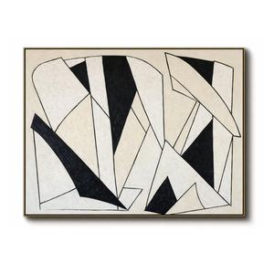 Peinture abstraite en lignes noires et blanches, texture 3D, peinte à la main, décoration intérieure pour hôtel, maison, design commercial - Product Image 2