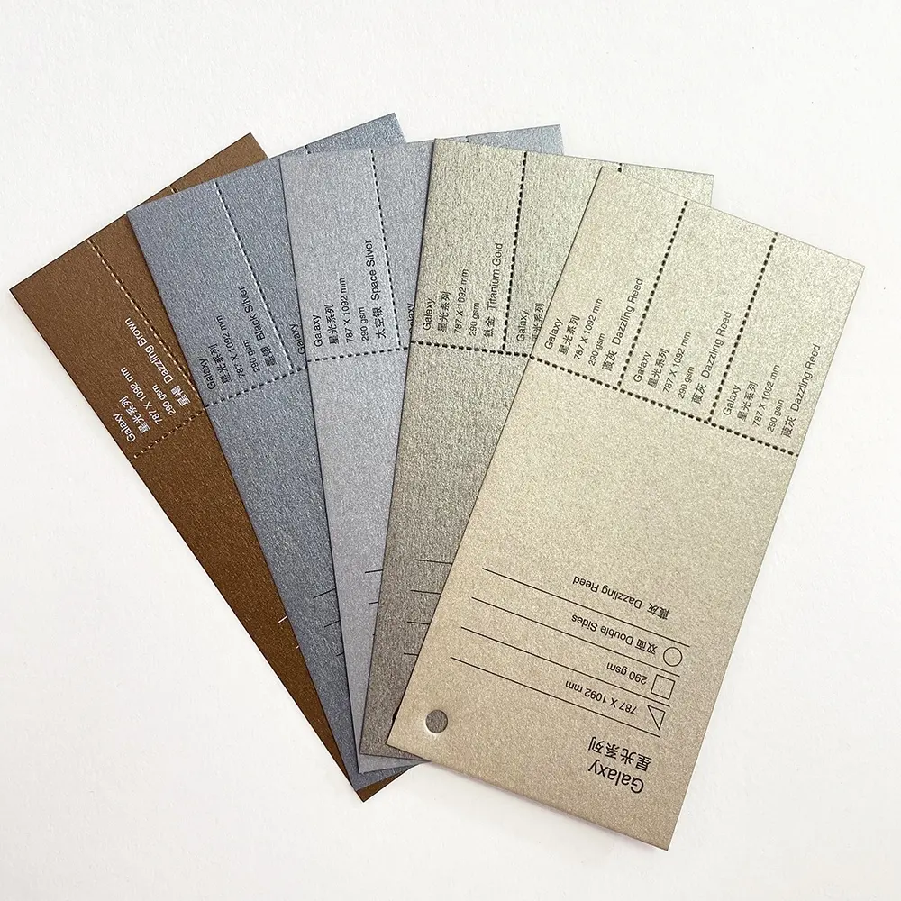 Stock Retail Brown Khaki Shine Metallic Pearl Color Paper Sheet for Invitation Card Cosmetic Gift Box Making