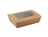 Boîte à lunch en papier kraft avec fenêtre, support OEM/ODM, faible MOQ, impression de logo personnalisée, écologique, grossiste