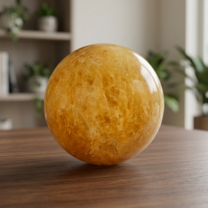 Sphère de cristal de calcite jaune naturelle, boule de pierre précieuse polie à la main pour la guérison, la méditation, la décoration de la maison et du bureau, cadeau - Product Image 3
