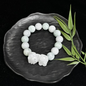 Bracelet en jadéite birmane de qualité supérieure, grade A, avec <span class=keywords><strong>Pixiu</strong></span>, unisexe (avec NGTC) - Product Image 4