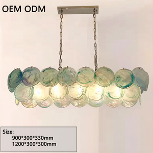 Lustre en verre de Murano 6416, vert dégradé, en forme de disque, soufflé à la main, suspension pour salle à manger, îlot de cuisine, Art Déco - Product Image 3