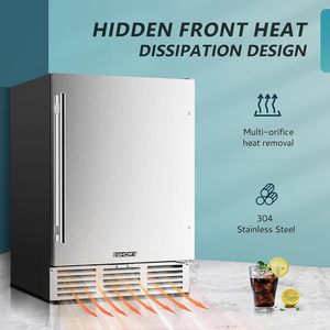 Euhomey 24 Inch Beverage <b>Refrigerator</b> Stainless Steel Built In Under Counter Cooler 180 Can Capacity - Product Image 3