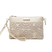 Nouvelle collection automne 2026 : Sac pochette tendance à motif floral ajouré avec fermeture éclair, en PU, petit format carré, style décontracté et luxe discret, pour femme, sac bandoulière quotidien