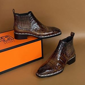 Botas Chelsea de Piel de Cocodrilo 100% Genuinas para Hombre, Botas de Tobillo Hechas a Mano con Suela Goodyear para Negocios, Fiestas y Bodas - Product Image 5