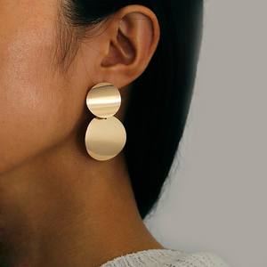 Pendientes colgantes de lujo de doble capa con diseño geométrico minimalista y piedra natural recortada para mujer - Product Image 5
