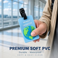 Étiquette de bagage en PVC avec logo personnalisé, vente en gros OEM, étiquettes de voyage colorées pour valise et sac à dos avec sangle à boucle pour les voyages à l'aéroport