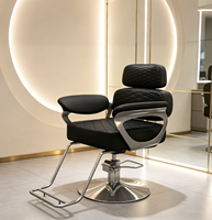 Chaise de barbier élégante avec cadre métallique, inclinable, réglable en hauteur hydrauliquement, équipement de salon pour la coiffure, salon de barbier