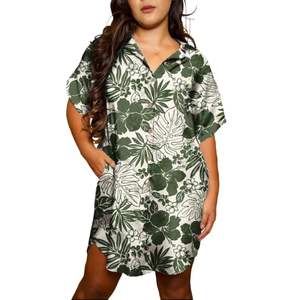 Vestido Casual de Playa Hawaiano Polinesio con Estampado Floral, Cintura Natural Tejida, Personalizado para Mujer - Product Image 2