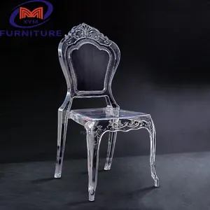 Hotel Chair Dining Chairs Hotel Furniture Transparent Clear Plastic Stainless Steel for Events Modern One Piece Design 4pcs/ctn