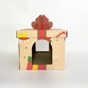 Furniture Protector 5 Layer Corrugated Paper Cardboard Cat Scratching Condo Milk Box Shape Scratcher Post House