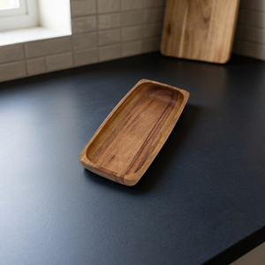 Bandeja de Madera de Acacia de Diseño Nórdico Moderno, para Servir Bocadillos y Galletas, Ligera, Resistente al Agua, Ecológica, Reciclable, Floral - Product Image 1