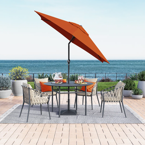 Parasol de terrasse moderne extra large anti-UV coupe-vent, carré, orange, avec manivelle et double toit - Product Image 4