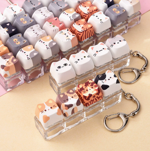 Lindo Llavero con Diseño de Gato, Juguete Antiestrés con Cuatro Cabezas de Gatitos Coloridas en Estuche Transparente para Niños y Adolescentes - Product Image 3