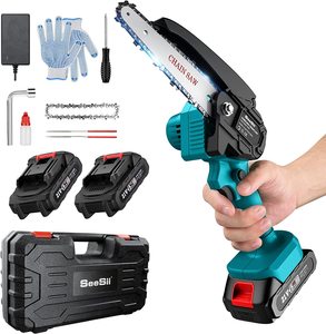 Mini Chainsaw 6-Inch With 2 Battery, Cordless Power Chain <b>Saws</b> Security Lock, Handheld Small for Wood Cutting Tree Chainsaw - Product Image 5