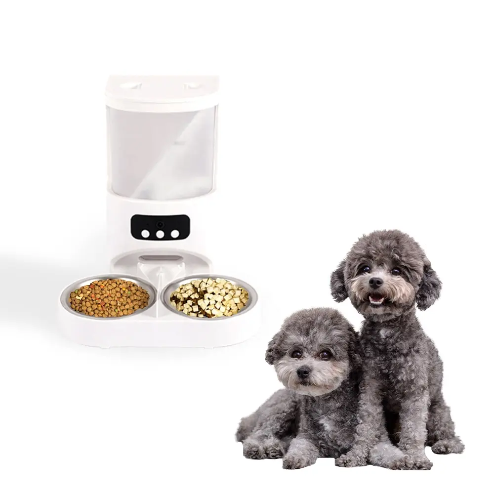 Power Supply Small Animals Touch Control Pet Food Feeder New Automatic Food Feeder Timing Recording 4L Capacity