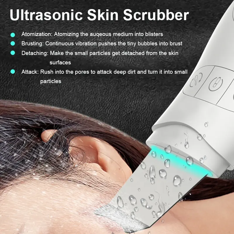 Facial Diepe Reiniging Spatel Peeling Machine Comedondrukker Gezicht Ultrasone Huid Schraper Scrubber Skin Care Tool