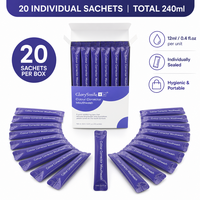 Bain de bouche portable violet personnalisé avec logo, emballage individuel pour l'hygiène personnelle partout