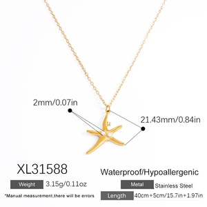 Collier en acier inoxydable plaqué or 18 carats pour femme, pendentif unique léger, chaîne de clavicule, vente en gros - Product Image 6
