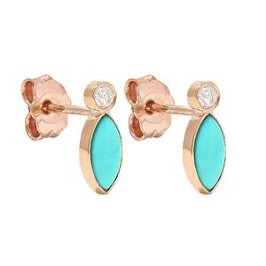 Wholesale Minimalist Jewelry Sterling <b>Silver</b> Gold Plated Marquise Turquoise <b>Stud</b> <b>Earrings</b> <b>for</b> <b>Women</b> - Product Image 4