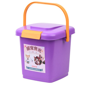 Cubo de almacenamiento de alimentos para mascotas con tapa sellada, rectángulo, a prueba de humedad, para gatos y perros, contenedor pequeño de plástico, morado y amarillo, verde - Product Image 5