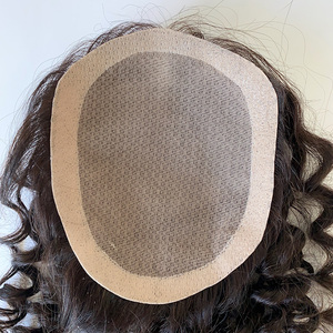 คลิปติดฐานไหมสำหรับผู้หญิงผมแท้2 # ปิดด้านบนเป็นคลื่นสีน้ำตาล100% หนังกำพร้าจัดตำแหน่งทำด้วยมือ - Product Image 4