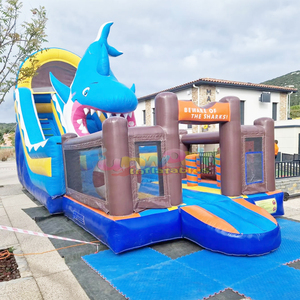 Château gonflable géant pour enfants, combo toboggan gonflable, glissade sèche en forme de requin pour fête - Product Image 5