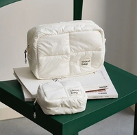 Vente chaude Voyage Grande Capacité Poche Zipper Logo Personnalisé Trousse De Maquillage Soins De La Peau De Stockage Étui Souple Puffer Matelassé Cosmétique Sac