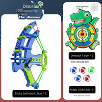 Jeu de tir à l'arc et cible de fléchettes en plastique avec balles collantes, motif dinosaure de dessin animé, pour enfants, vente en gros, produit phare