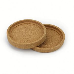 Sous-verres écologiques en liège vierges de 5 pouces, ronds, imprimables, avec rebord, vente en gros à prix abordable - Product Image 1