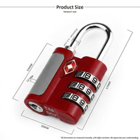 Cadenas à combinaison à 3 chiffres réinitialisable de haute qualité, approuvé TSA530, pour bagages et valises de voyage