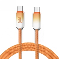 Nuevo Cable de Carga Rápida de Datos USB C a USB C de Nailon Trenzado Transparente de 1m 2m PD 60W para Teléfonos Inteligentes