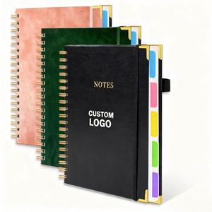 Impresión personalizada A5 con logotipo en relieve 80 ° Cuaderno Espiral de Tapa Dura con 5 Secciones y Separadores, Diseño Plano - Product Image 1