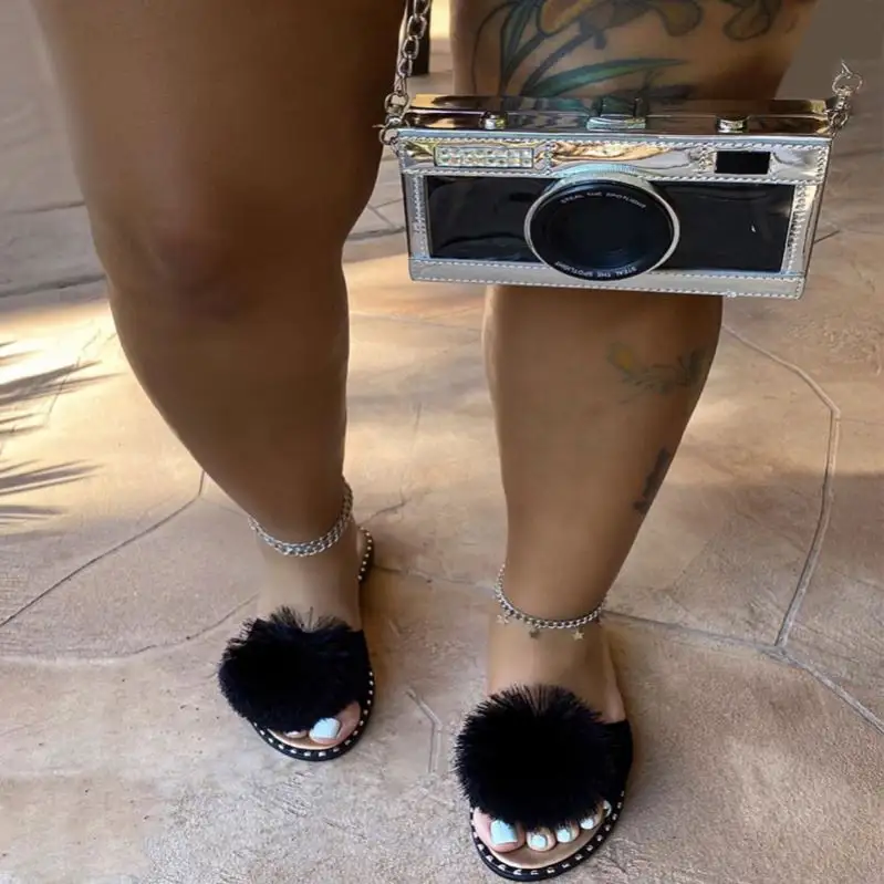 Baru Yang Indah Gadis Slide Pom Pom Sandal Fashionable Wanita Sepatu Tas dan Slide Set