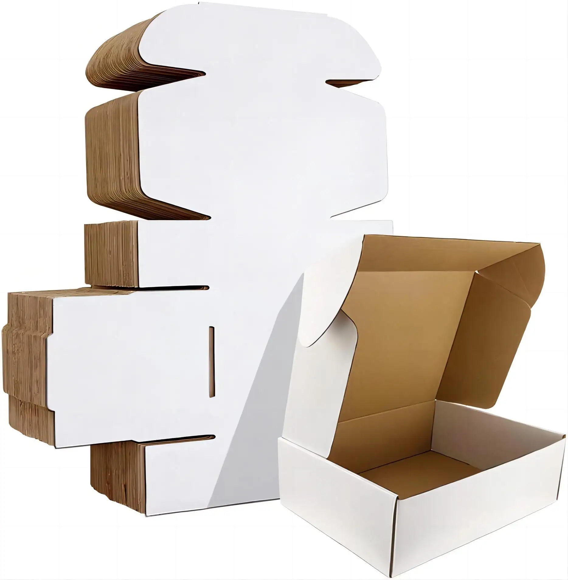 Boîte en carton ondulé blanc à l'encre de soja Boîtes d'emballage personnalisé en papier matériaux recyclés pour extensions de cheveux