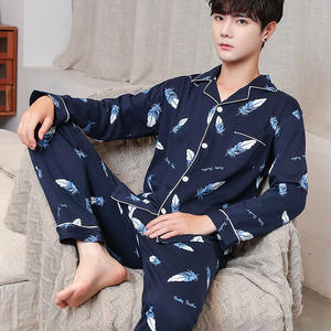 Erkek Rahat %100 Pamuklu Pijama Yazlık Kısa Kollu ve Uzun Kollu Ev Giysisi Uyku Takımı - Product Image 4