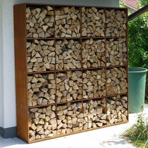 Bac à bois décoratif en métal noir pour l'extérieur et l'intérieur, pour <span class=keywords><strong>cheminée</strong></span>, foyer et poêle à bois, <span class=keywords><strong>support</strong></span> pour bois coupé - Product Image 1