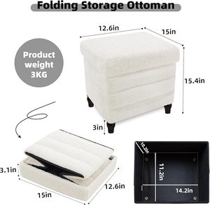 Pernas peludas Tradicional Dobrável Armazenamento Personalizado Cubo Uso Doméstico Sala Mobiliário Quarto Banco Multifuncional Tamborete Otomano - Product Image 2