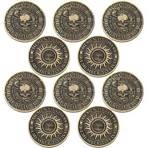 Moneta Commemorativa Personalizzata in Metallo con Teschio, Stile Moderno, Sfida Memento Mori, Token Vivere, Regalo per Stoici - Product Image 1