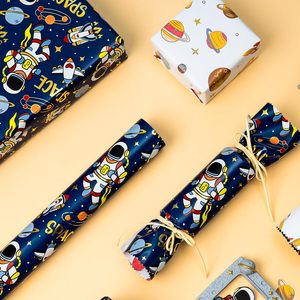 Space <b>Wrapping</b> <b>Paper</b> Roll 46.8 Sq Ft Navy Blue Astronaut Design For Kids Birthday Gift Wrap Recyclable Single Side - Product Image 6