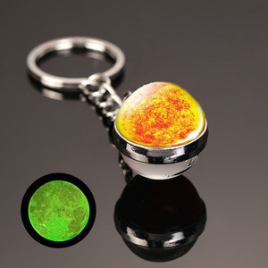 Llaveros de Piedras Preciosas <span class=keywords><strong>del</strong></span> Sistema Solar que Brillan en la Oscuridad, Llavero de Bola de Cristal de Doble Cara con Planetas, Luna, Tierra, Marte y Sol - Product Image 2